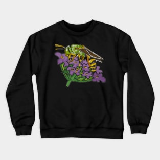 Halictid Bee on Flower Crewneck Sweatshirt